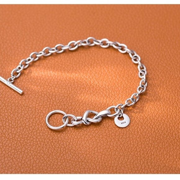 *NEW 925 Sterling Silver Link Toggle Bar Bracelet - Picture 8 of 9